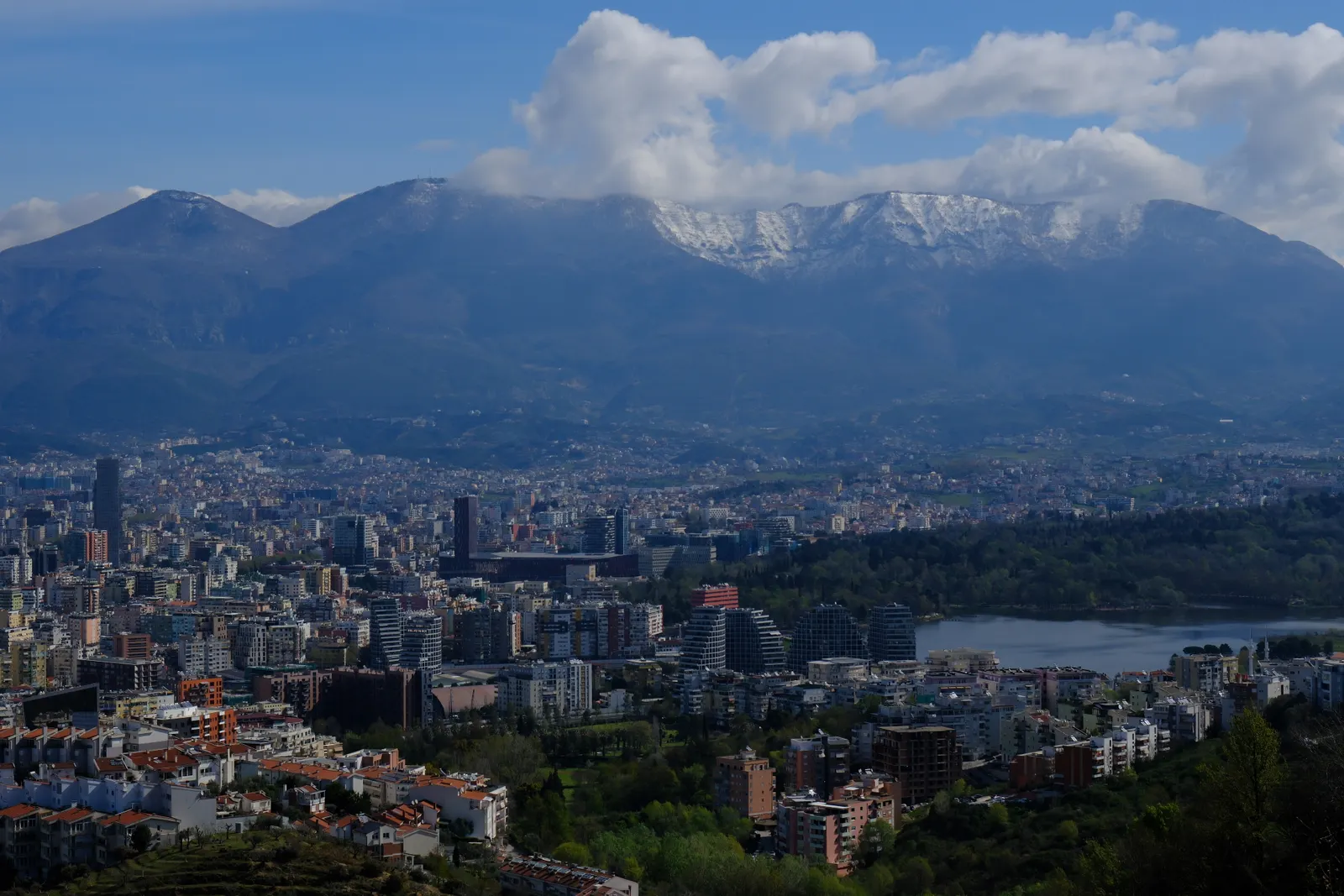 Mount Dajti rising above the rooftops of Tirana
